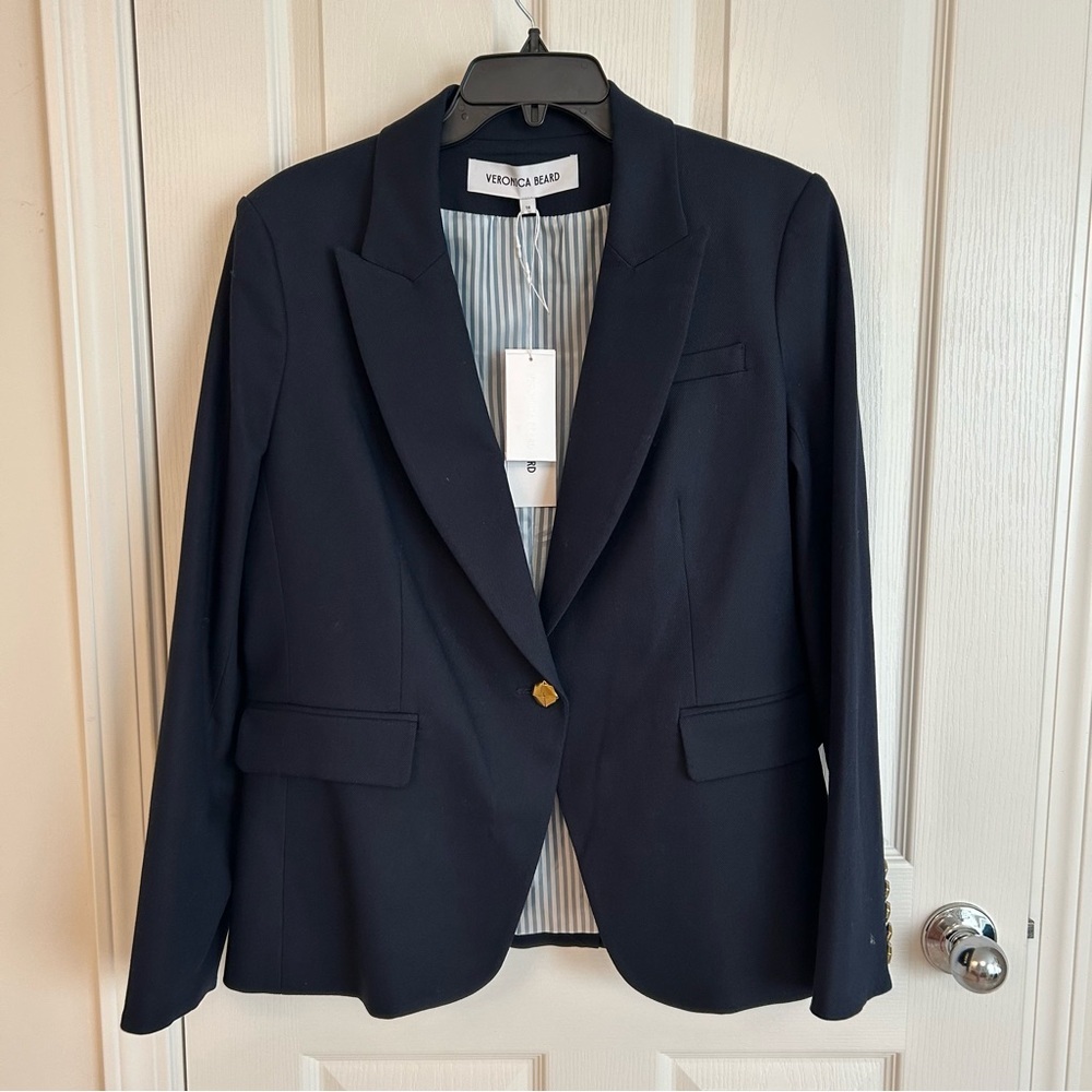 VERONICA BEARD Cutaway Dickey Jacket in Navy Size 14 - Picture 5 of 12